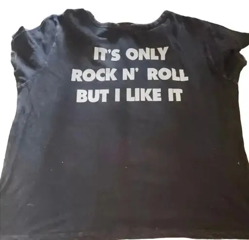 The Rolling Stones Classic Tongue Logo Acid Wash Cropped Tee Size Large