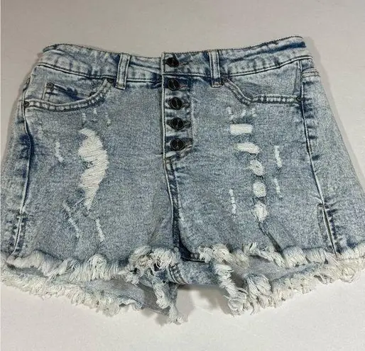 Ban Jara Blue High-Waisted Distressed Jean Shorts