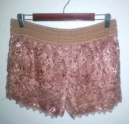 Color Swatch 2X Loungewear Lace Stretch Shorts in Copper Plus Gold