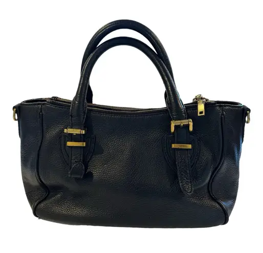 J.Crew Black Leather Satchel Minimalist Hand Bag