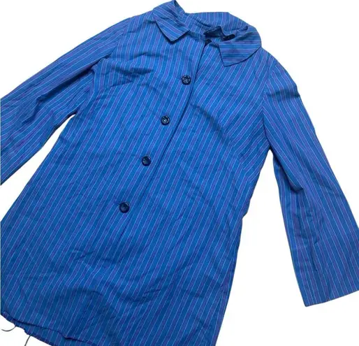 60s vintage Blue Striped Long Sleeve Mini Dress Homemade Small