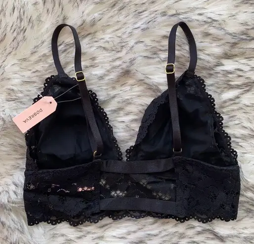 NWT Lace Longline Strappy Bralette Small Black