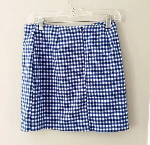 love on a hanger NWT  Blue Checkered Gingham High waist Mini Skirt Size 9