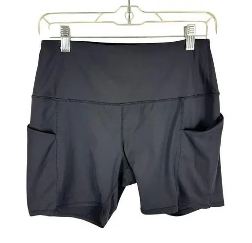 Oalka Black Wide Waistband Stretchy Athletic Bike Yoga High Rise Shirts Size M