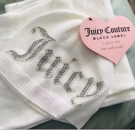 Juicy Couture Gift Set - Jersey Muffler Beanie and Scarf embroidered with  Silver Studs