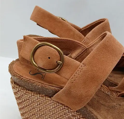 Sofft Cali Wedge Heel Sandals Womens 6M Tan Leather Suede Boho Summer Shoes Size 6