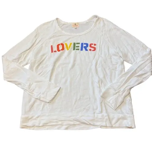 Sundry Anthropologie LOVERS Pullover Terry Rainbow Top Women Sweatshirt Sz Med 2