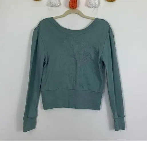 Harvé Benard Harve Benard Sport Floral Embroidered Teal Blue Sweatshirt Size Large