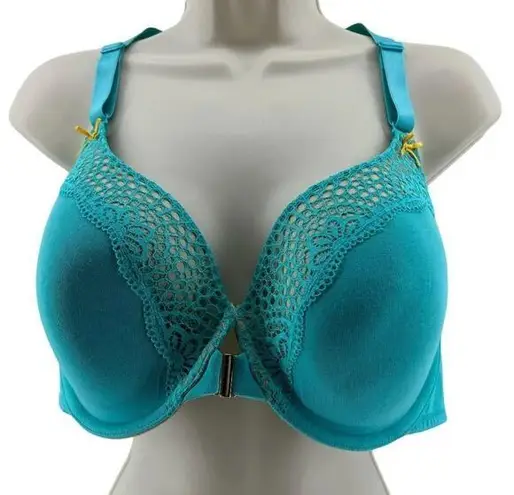 Cacique Lane Bryant T Shirt Shaping Solution Teal Green Lace Bra Lace Back 40DD