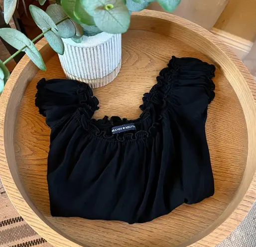 Brandy Melville Black Ruffle Off the Shoulder Top