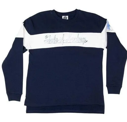 NHL Minnesota State of Hockey Women's Long Sleeve Crewneck Sweatshirt, Small Blue