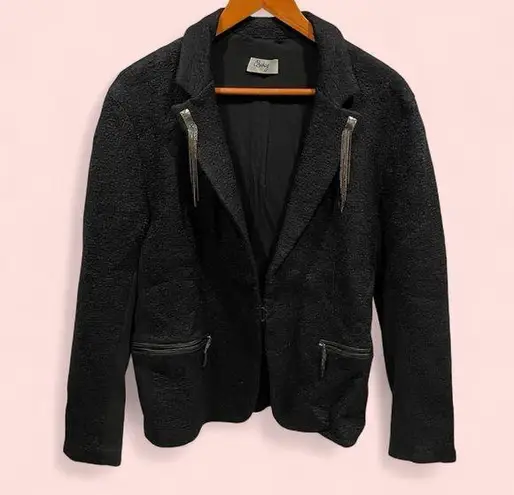 Ovdog Mongolian couture runway collection silver tassel blazer wool leather Size L