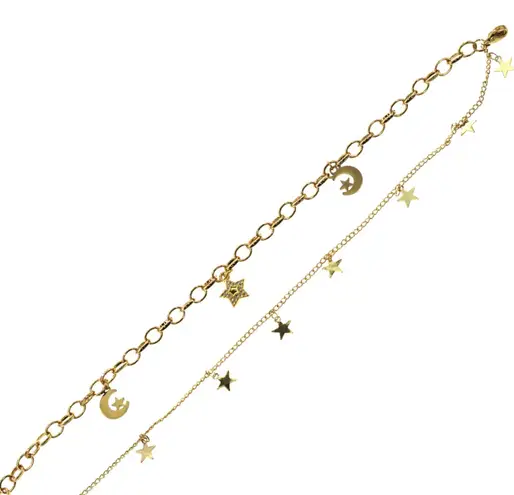 Gold Plated Stars & Moon Charm Anklet