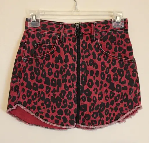Carmar Denim | Beatrice Red Cheetah Print Denim Skirt
