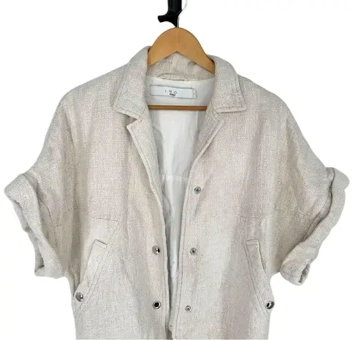IRO Ilija Linen Jacket Off White Snap Buttons size FR 36 US 4 Short Sleeves