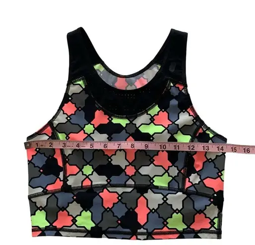 Sweaty Betty  Multicolor Geometric Print Low Impact Athleisure Workout Crop Top