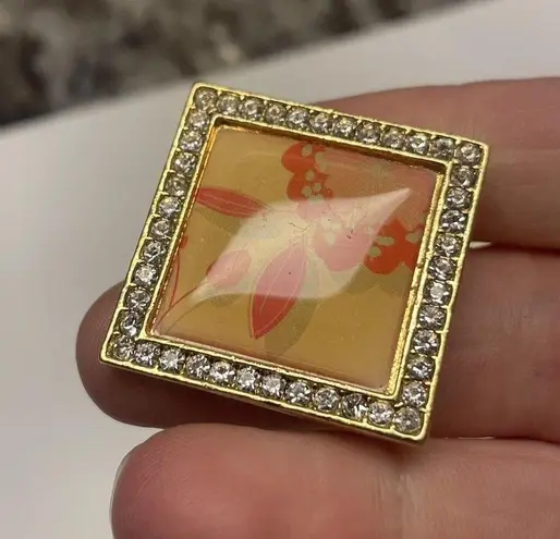 Lot Of 2 Both Signed Costume Jewelry Brooch Pins Gold Tone Avon SP Dual Pendants