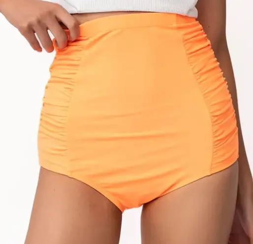 Coral Reef Large Neon Orange Lounger Top and Sun Baked Bottoms Swim Set NWOT