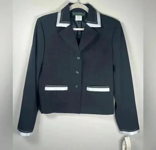 Harvé Benard New With Tags Harve Benard Jacket Blazer Black White Ribbon Trim Women’s Size 12