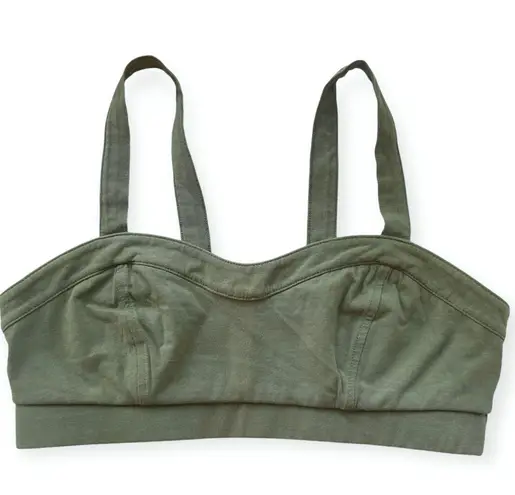 American Eagle Cage Strappy Back Cut Out Bralette Olive Green Unlined Size Small Soft Stretchy