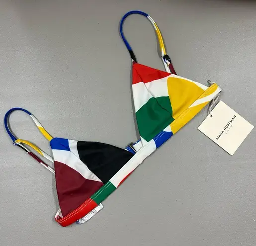 Mara Hoffman Swim Astrid Bikini Top Colorful White Red Green Blue NEW NWT
