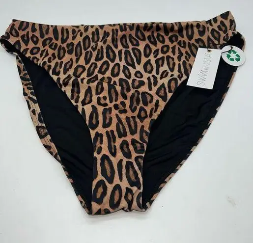 Swiminista Fabulous High Waist Bikini Bottom In Leopard Size XL