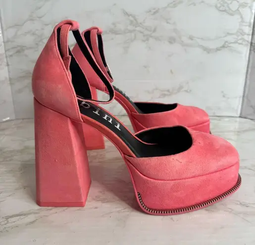 Gianni Bini OTTEN Suede Ankle Strap Platform Pumps Size 6.5 M Barbie cute girly Pink