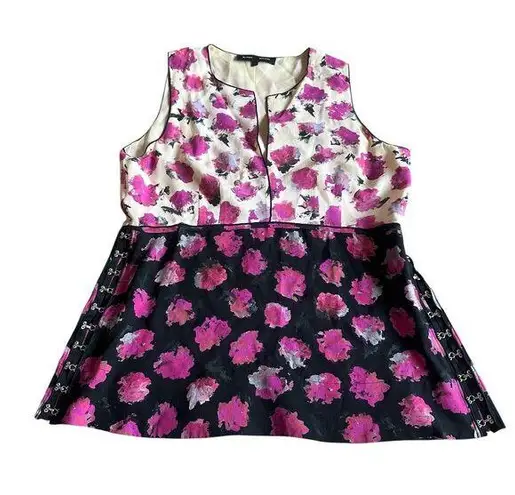 Proenza Schouler 100% Silk Sleeveless Blouse Floral Print Top Shirt Size 10