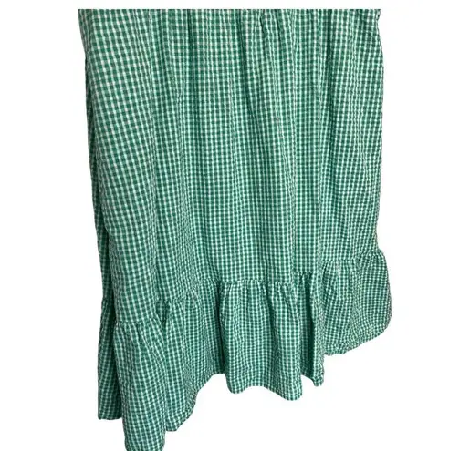 Draper James  RSVP Dress Womens XL Gingham Surplice Bubble Sleeve Peplum Green