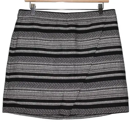 J.Crew Women's  Black White Cotton Polyester Geometric Zip Up Mini Skirt Size 8