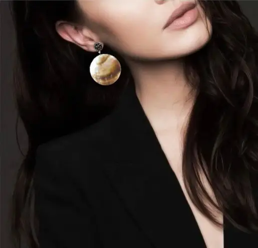 Amrita Singh Abalone Shell Large Disc Earrings Retired