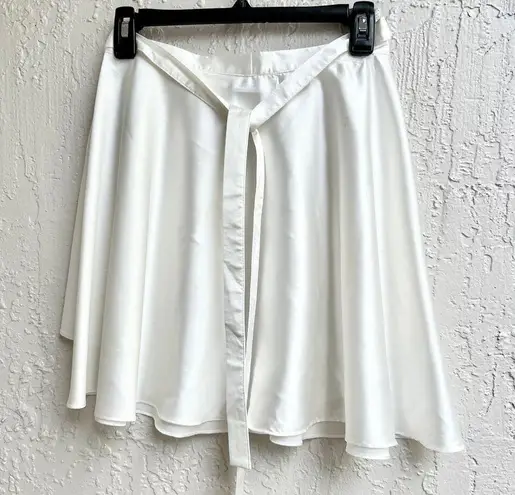 Rumours High Waisted Ruffle Hem Wrap Tie Waist Mini Skirt White Women's Size S