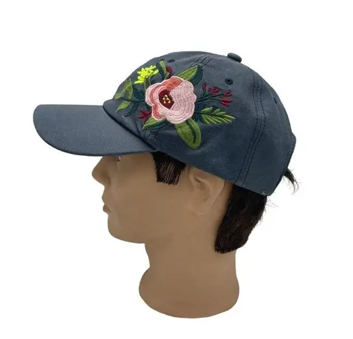 David & Young Hat Baseball Cap Floral Flowers Blue Adjustable