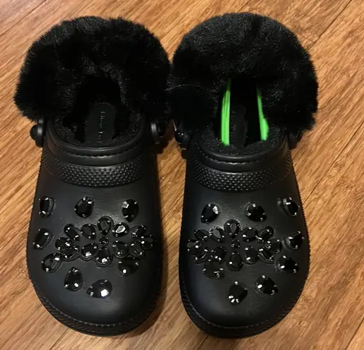 Crocs X Simone Rocha Classic Faux Fur Lined Clog Black Crystal Size 8