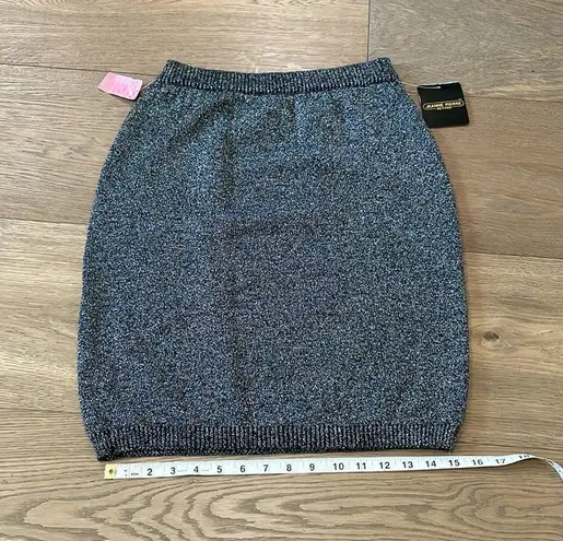 Jeanne pierre 90s SILVER TONE SPARKLING METALLIC KNIT PENCIL SKIRT KNEE LENGTH S