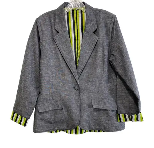 Jack Murphy Irish Clothing Linen Blend Blazer Jacket Women's Size 12 Work Outfit Gray