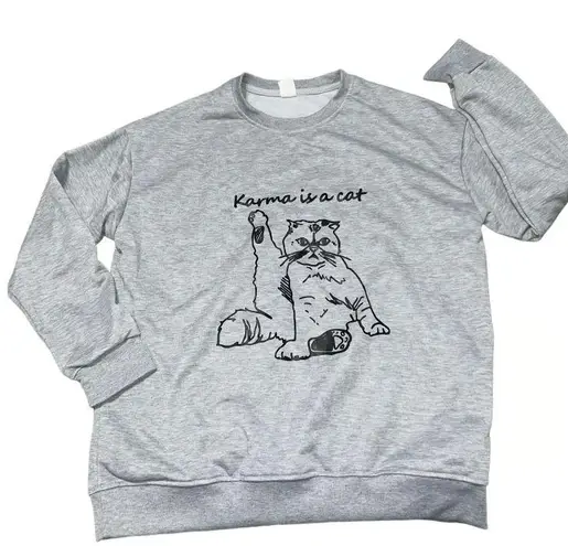 Karma is a Cat sweatshirt XL gray