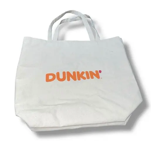 Dunkin Donuts Tote Bag Canvas Large Carry On 100% Cotton Coffee Cream Orange
