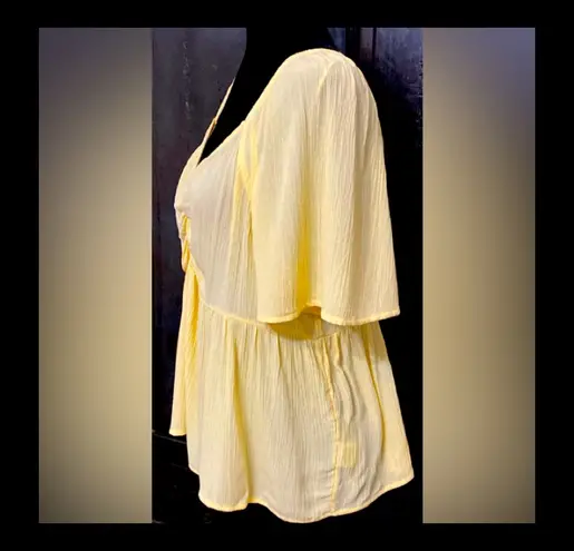 Hippie Rose Yellow blouse with back tie- size large