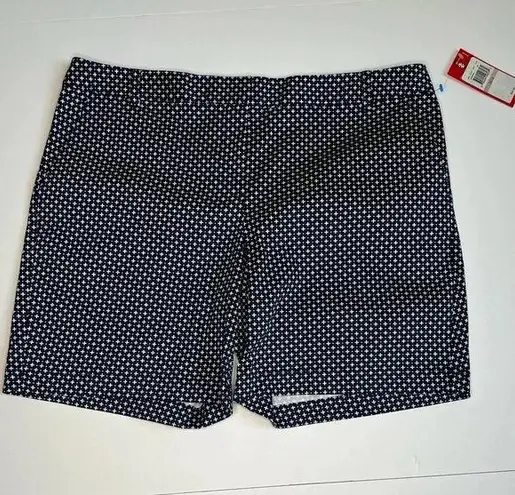 IZOD Athletic Cotton Spandex Sporty Golf Print Pattern Shorts Navy+ Wht