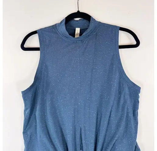 Lululemon Women Top Blue Time to Restore Mock Neck Tank Front Tie Stretch Size 8