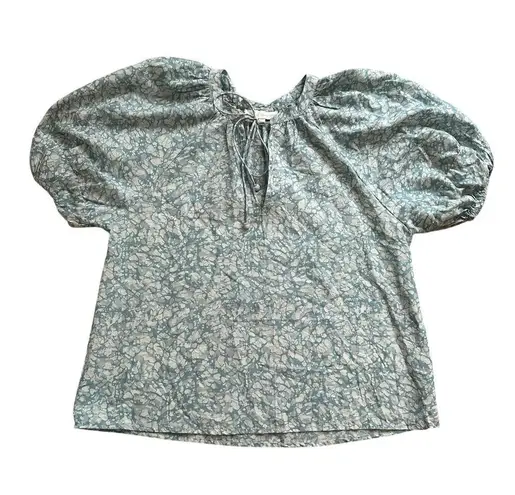 House of Harlow 1960 Martine Seafoam blue floral cotton short-sleeve top size S