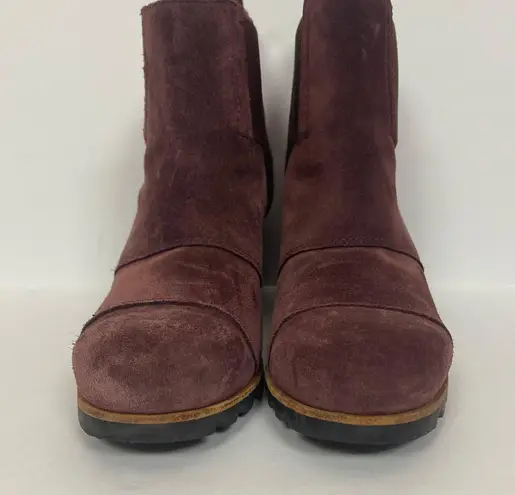 Sorel Addington Chelsea Heeled Waterproof Burgundy Suede Booties Size 7