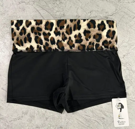 Leopard Fold Over Waist Sexy Club Fashion Low Mini Hot Sweet Y2K Party Shorts Multi Size M
