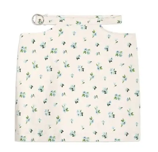We Wore What cut out mini skirt watercolor ditsy zr5 ivory with blue floral medium