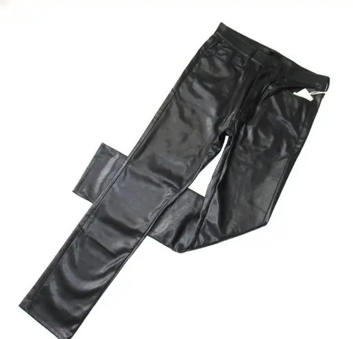 NWT Mother Dazzler Skimp in Wax On Wax Off Black Faux Leather Stretch Pants 30