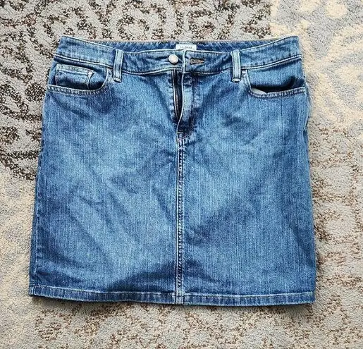 L.L. Bean Favorite Fit Classic Denim Pencil Skirt Blue 12 Petite Size 12P