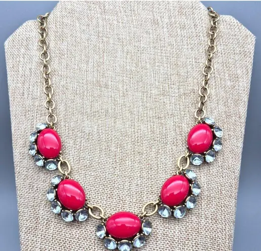 Stella & Dot Mae Gold Tone & Red Collar Statement Necklace 23" Retired