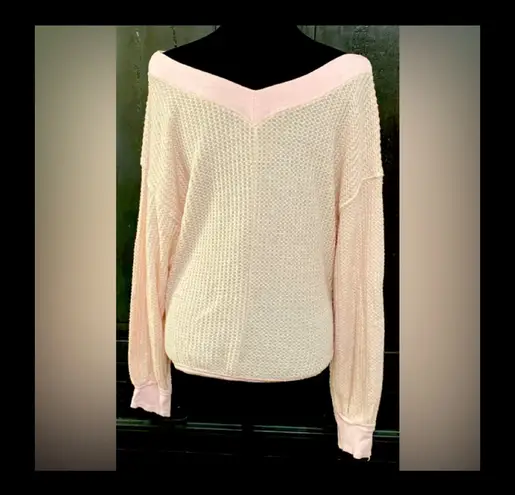 Inspired Hearts Rugged Waffle Knit longsleeves Soft pink sweater Size Large