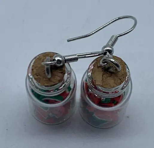 NEW Watermelon slices in mason jar fashion earrings